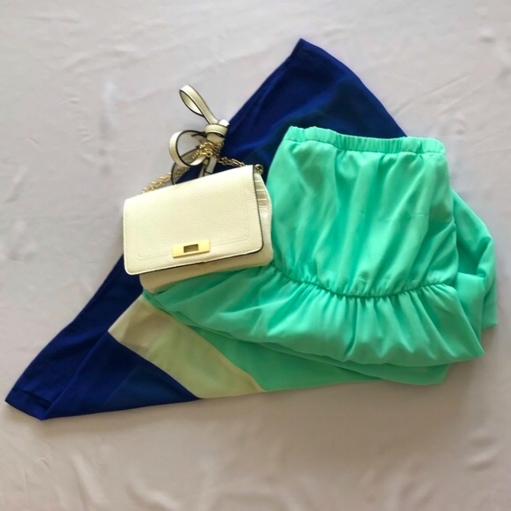 Strapless Color-Block Maxi Dress, Size Small